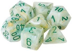 7 Marble Green/Dark Green Dice Set - CHX27409